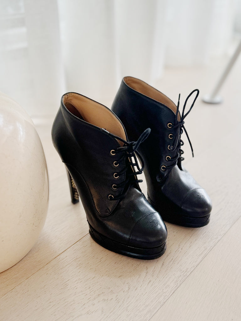 Lace-Up Leather Booties