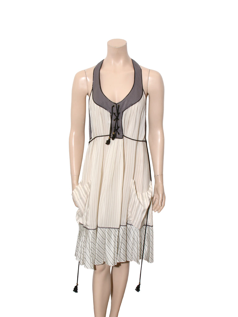 Silk Striped Sleeveless Dress