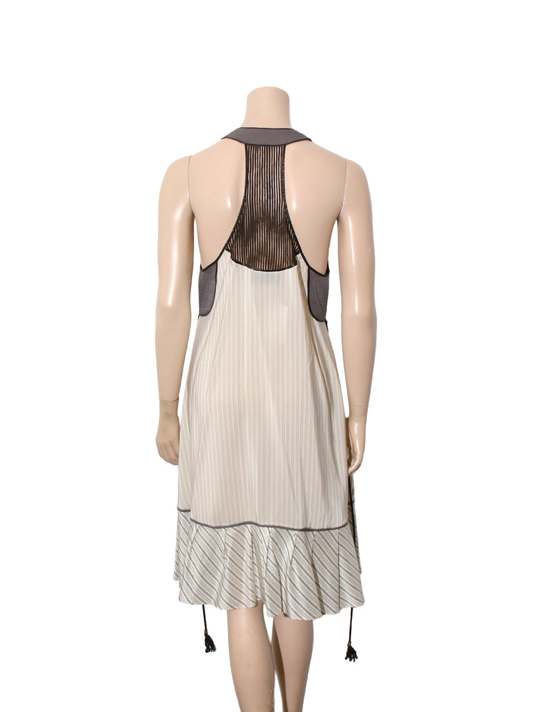 Silk Striped Sleeveless Dress