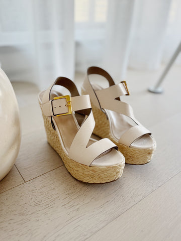 Leather Platform Wedge Sandals