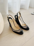 Slingback Round-Toe Wedges