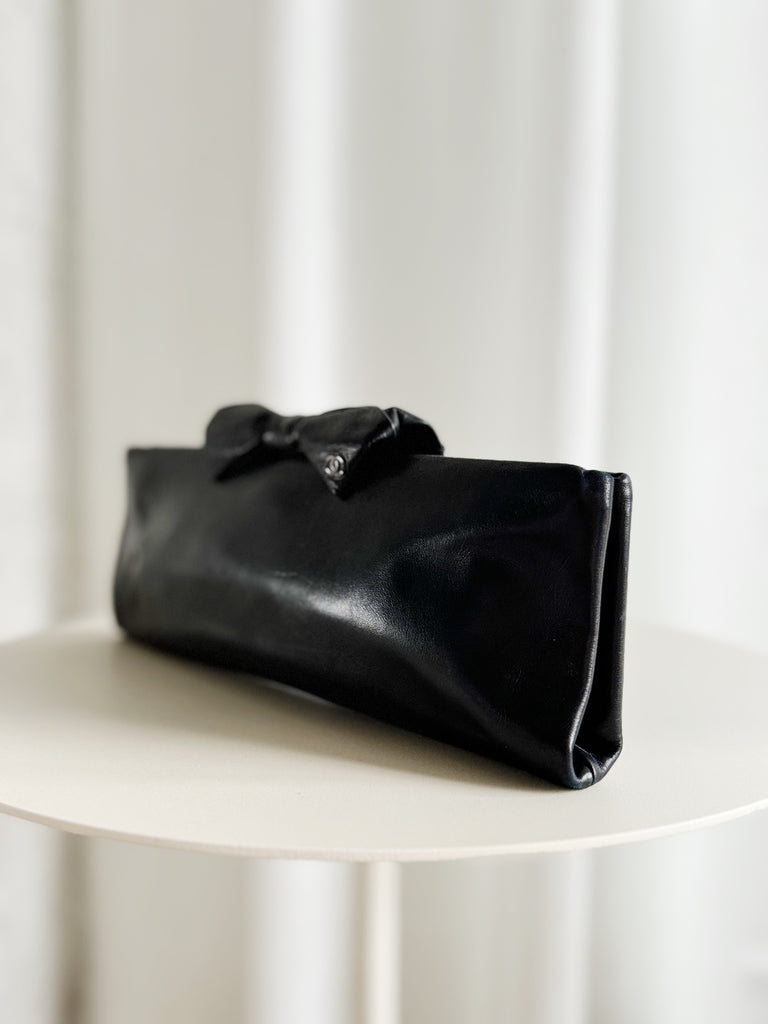 Leather Bow Clutch