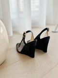 Slingback Round-Toe Wedges