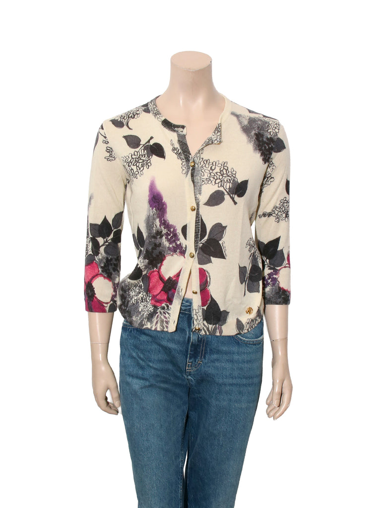 Vintage Floral Silk Cashmere Cardigan