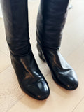 Flat Leather Knee High Boots