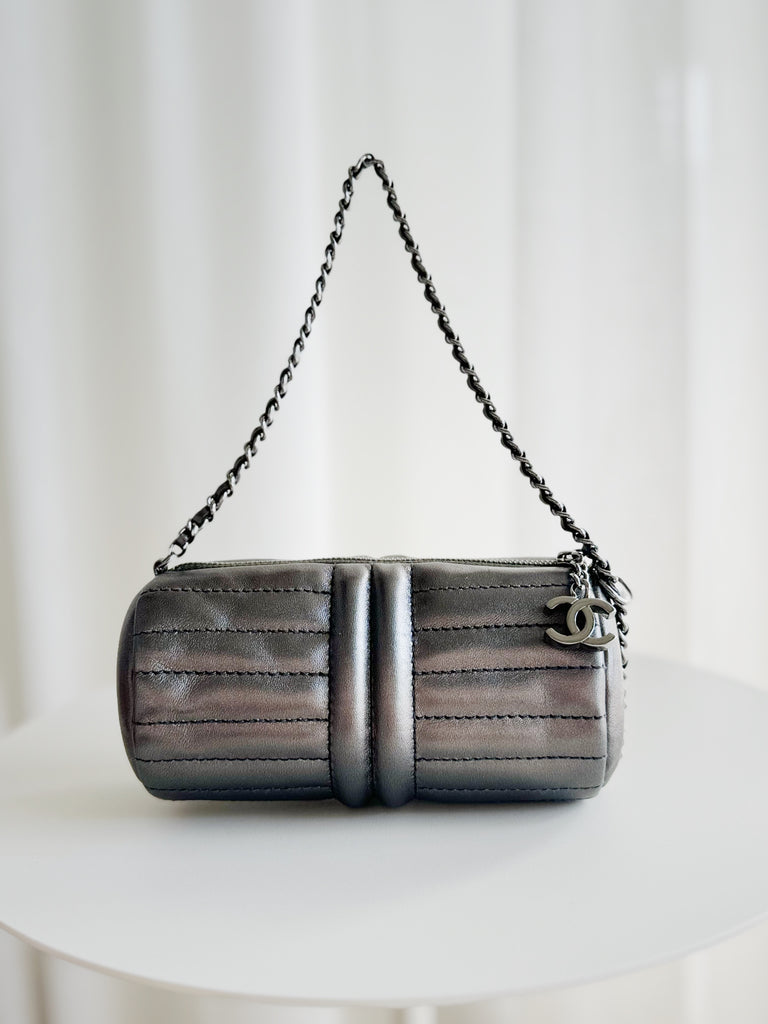 2003-2004 Horizontal Quilt Mini Barrel Metallic Bag