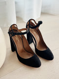 Suede Round-Toe Heels