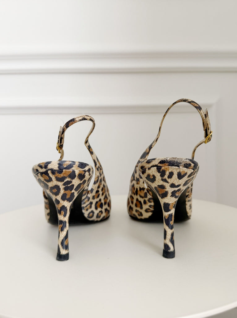 Vintage Slingback Leopard Print Pumps