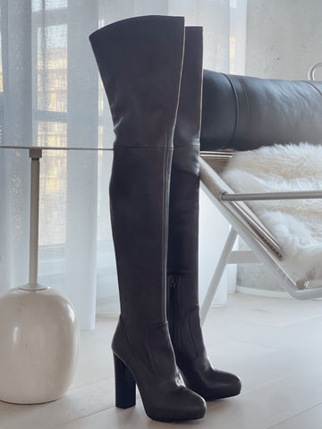 Leather Thigh-High Boots