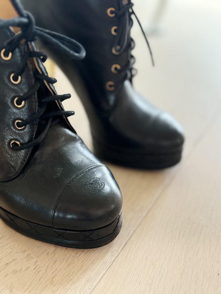 Lace-Up Leather Booties