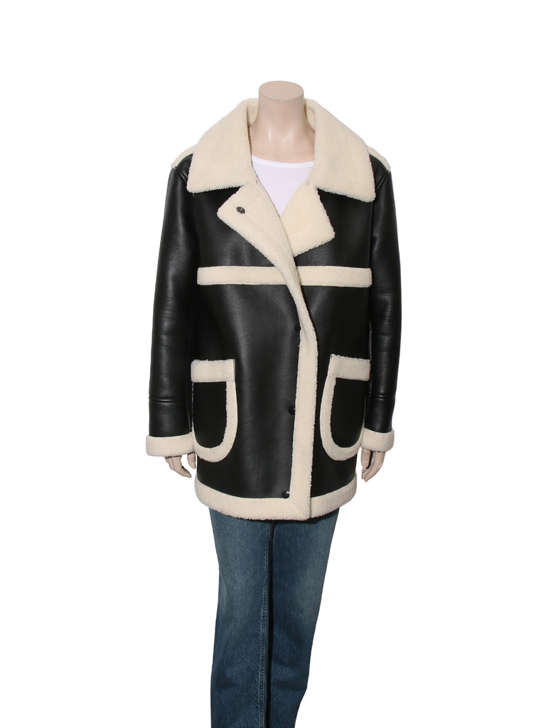 Faux Leather Shearling Coat