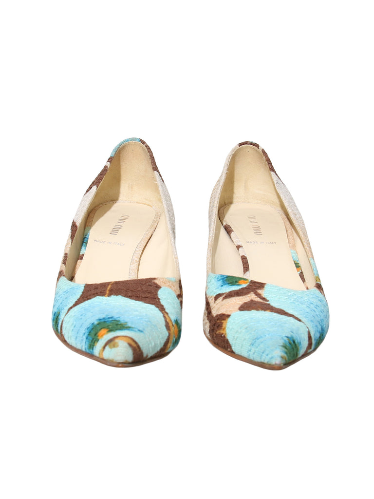 Floral Low Heel Pumps