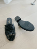 Chain-Detail Quilted Leather Mules