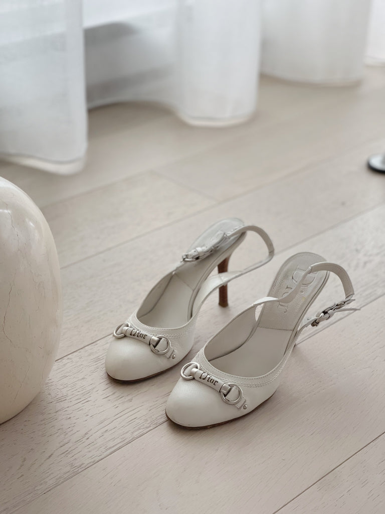 Pre-owned Christian Dior Vintage Slingback Round-Toe Pumps