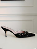 Vintage Suede Scalloped Mules
