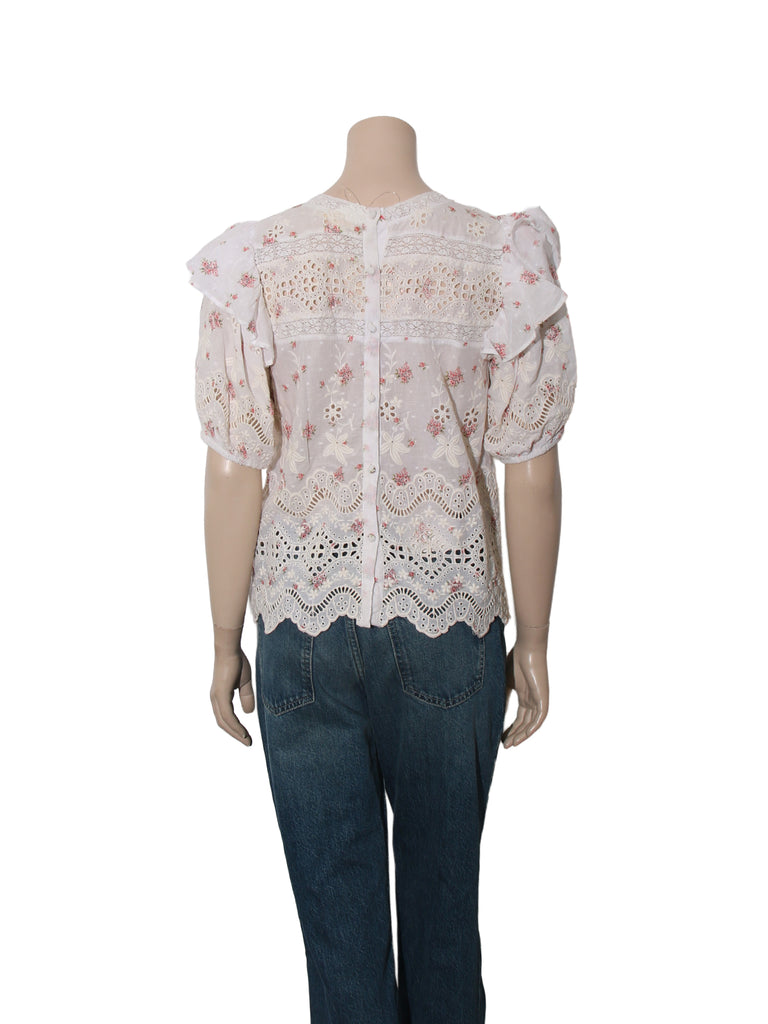 Floral Eyelet Short Sleeve Top