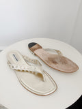 Vintage Leather Flat Thong Flat Sandals