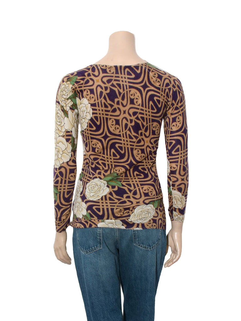 Vintage Floral Silk Cashmere Cardigan