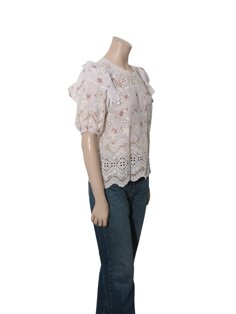 Floral Eyelet Short Sleeve Top