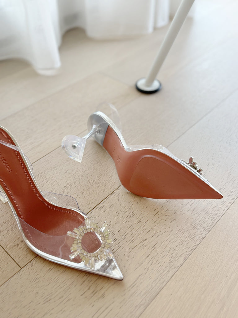 Begum Crystal-Embellished PVC Slingback Pumps