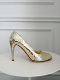Vintage Metallic Snake Peep Toe Pumps