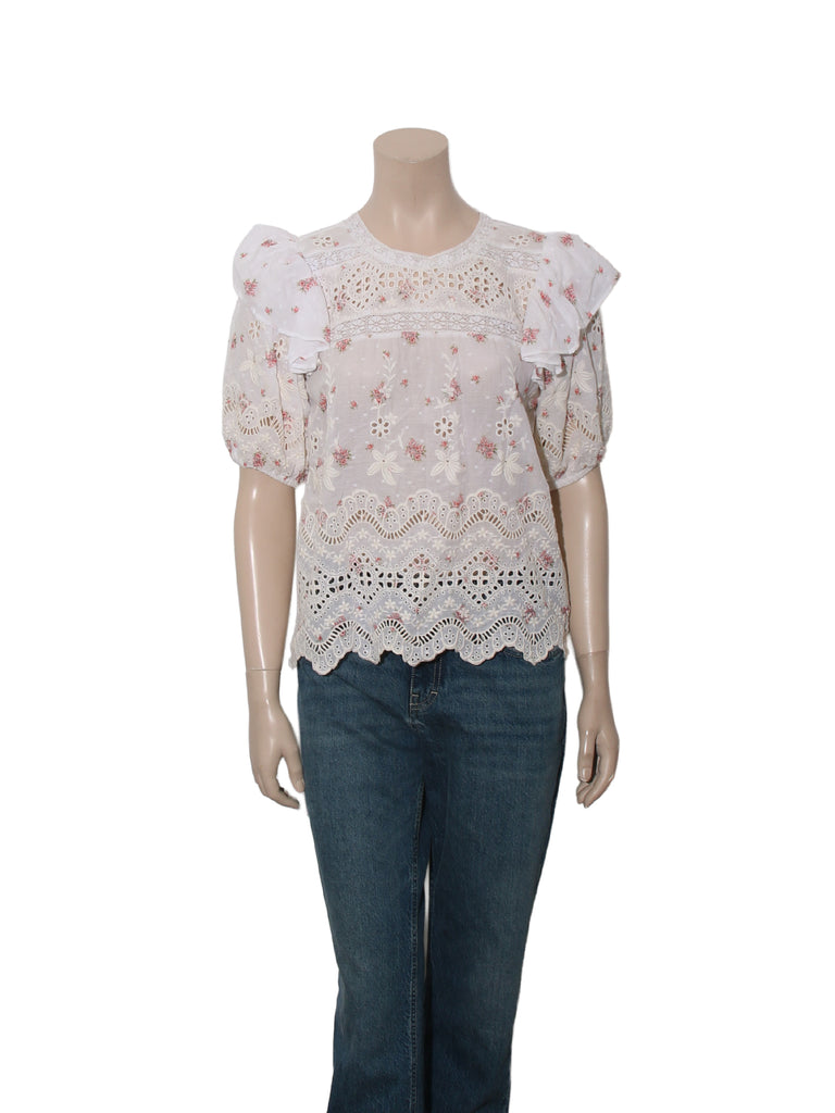 Floral Eyelet Short Sleeve Top