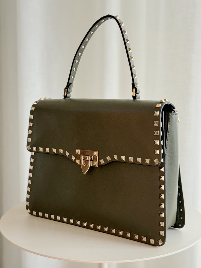 Rockstud Leather Tote Bag