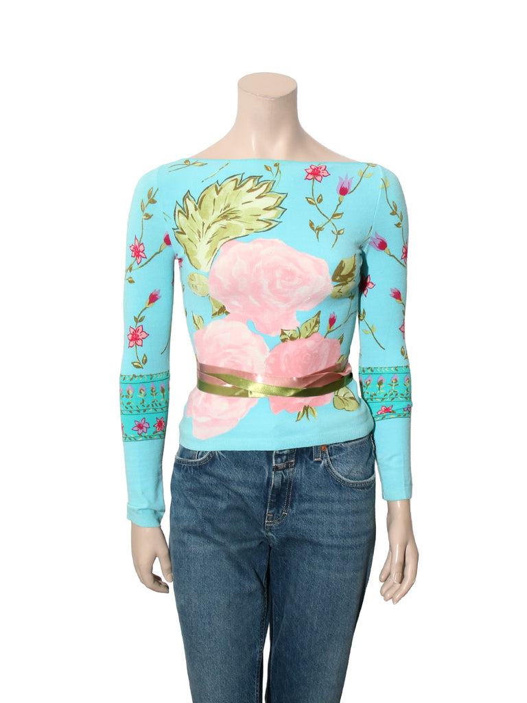 Knit Floral Print Sweater