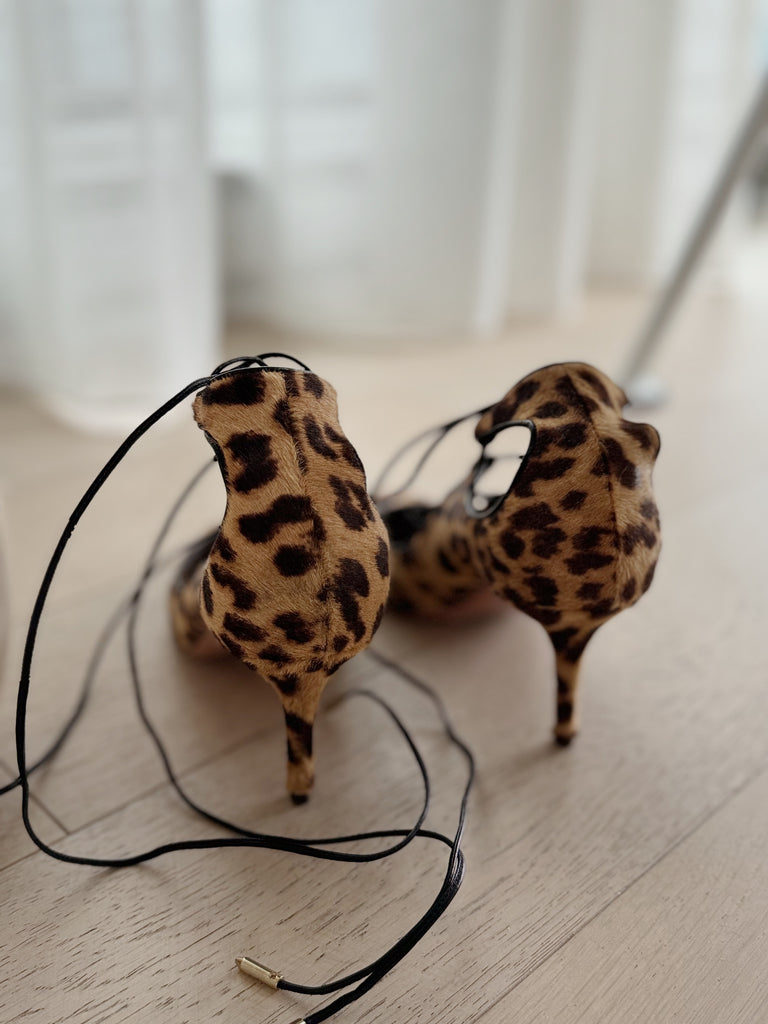Lace Up Ponyhair Pumps