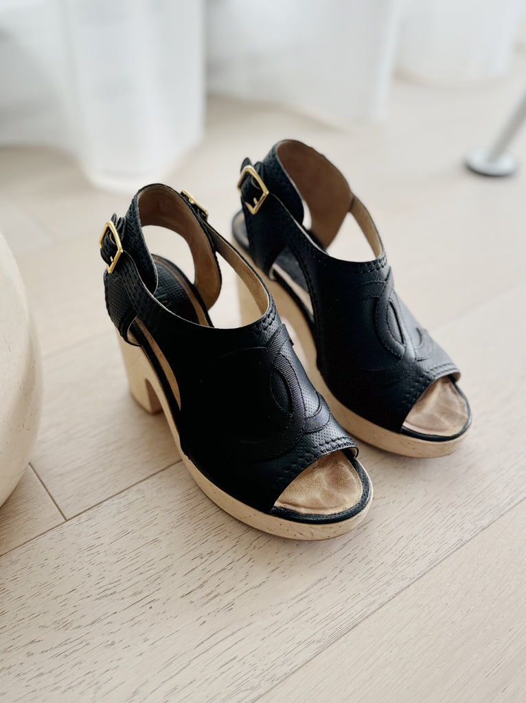 Leather Clog Heel Sandals