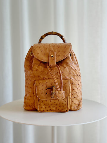 Vintage Mini Ostrich Bamboo Backpack