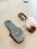 Ostrich Feather Flat Sandals