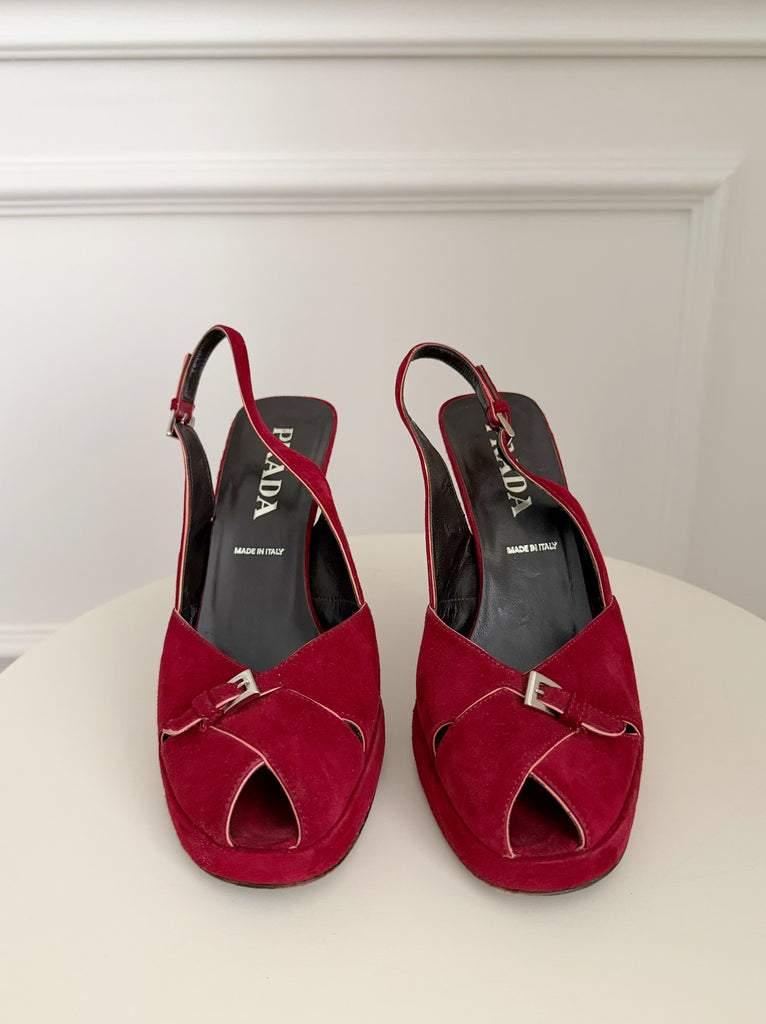 Vintage Suede Slingback Sandals