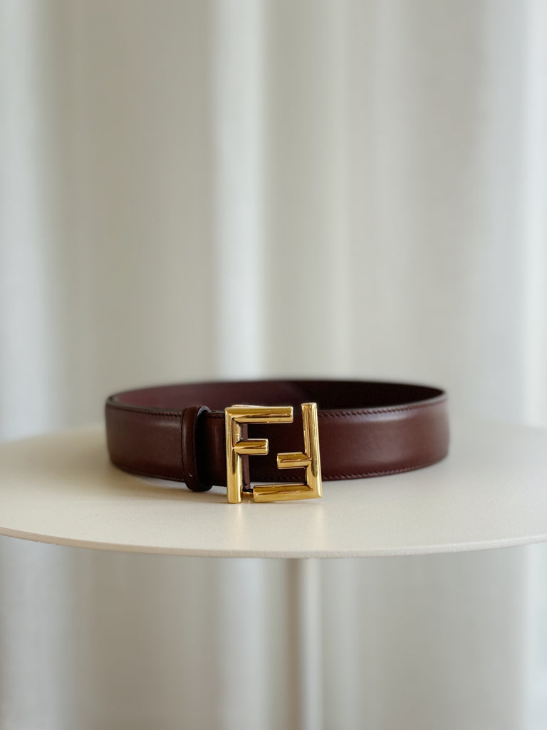 Logo Leather FF Belt