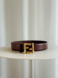 Logo Leather FF Belt