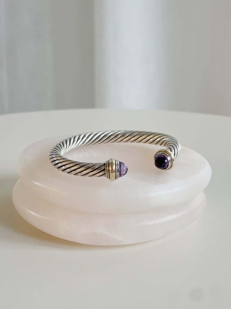 Cable Classics Bracelet In Sterling Silver With Amethyst And 14k Yellow Gold
