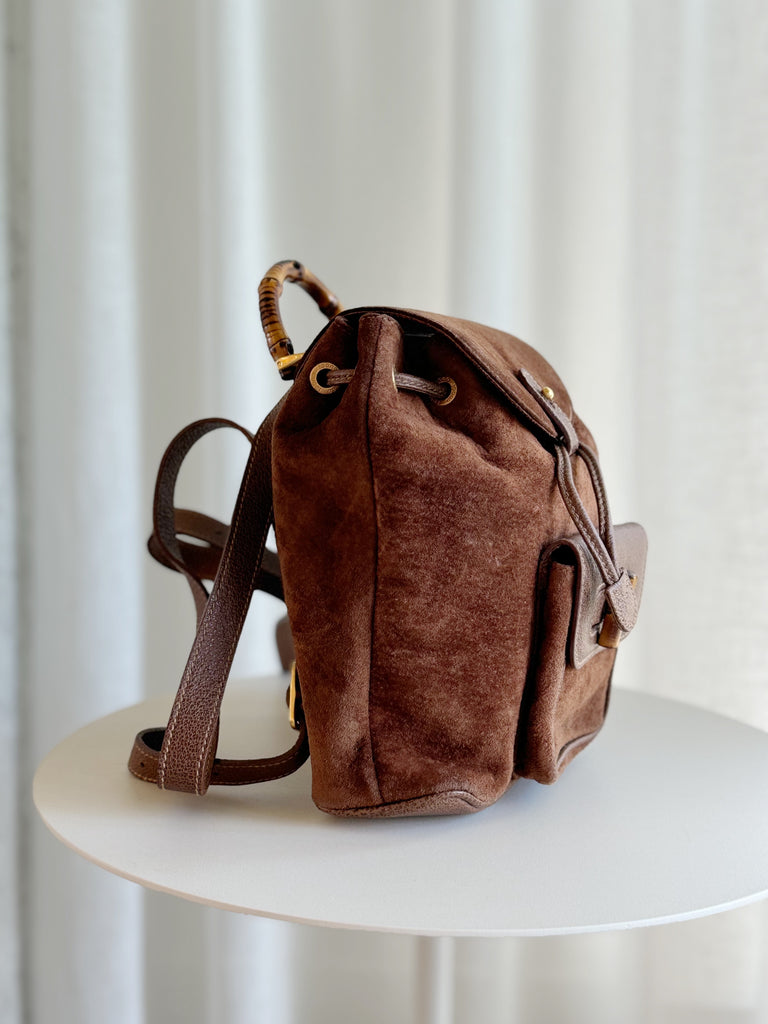 Vintage Suede Mini Bamboo Backpack