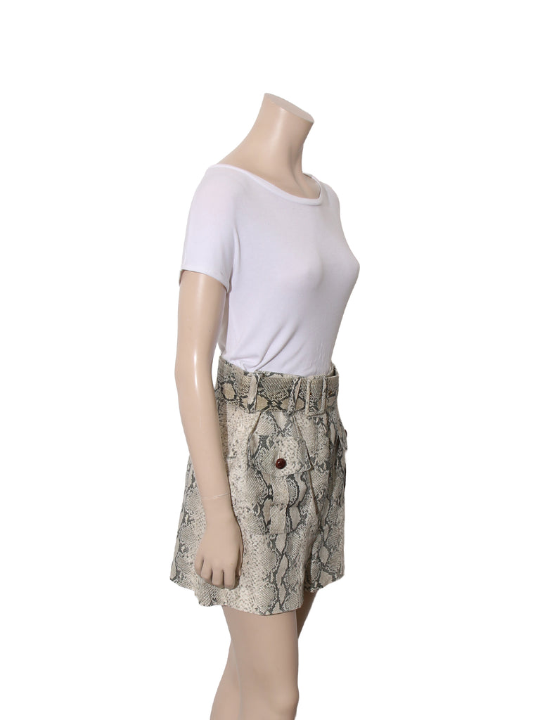 Snake Print Linen Shorts