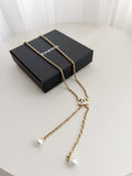 Lariat Pearl Detail necklace
