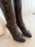 Snake Skin Knee High Boots