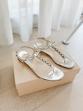 Embellished Metallic Leather Sandals