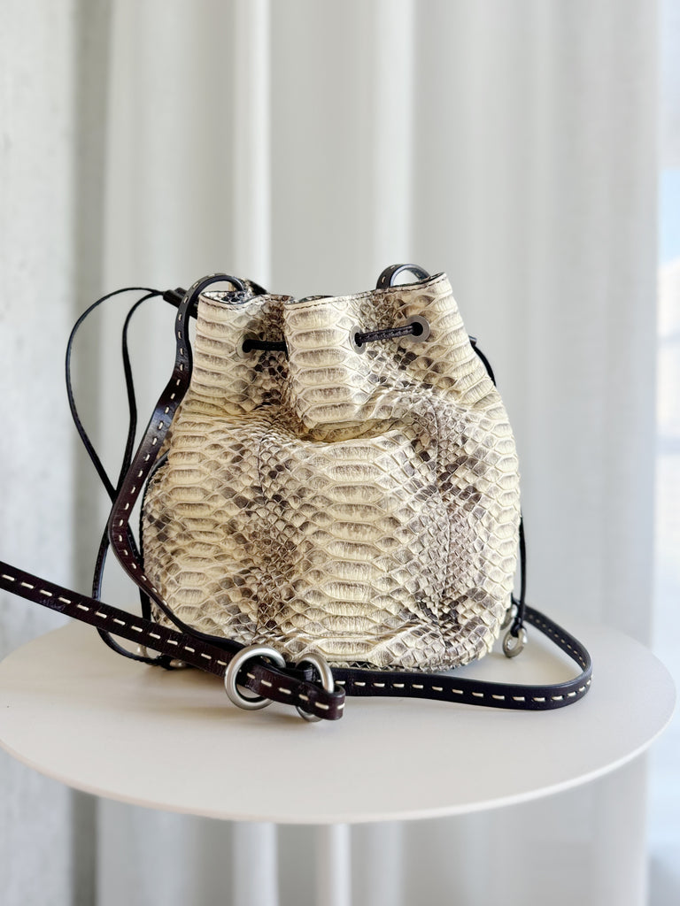 Julie Python Drawstring Bag