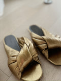 Padded Leather Slide Flat Sandals
