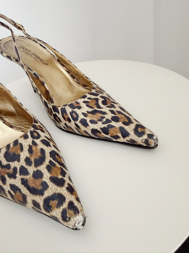 Vintage Slingback Leopard Print Pumps