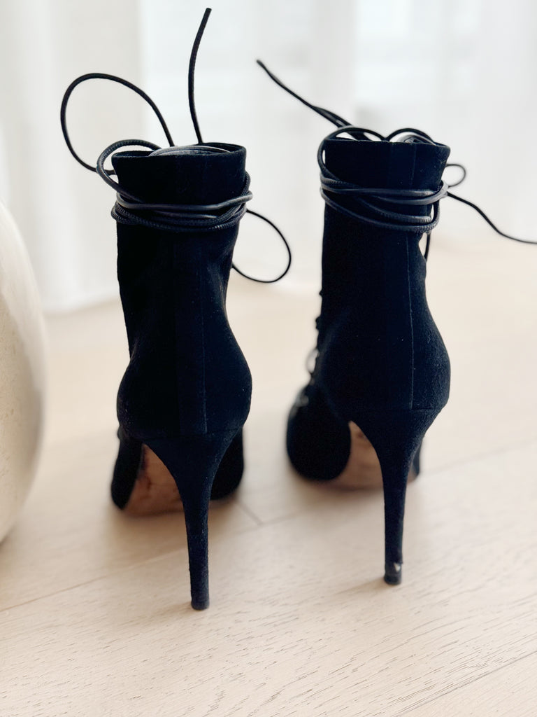 Suede Lace-Up Booties