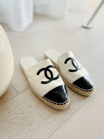 Leather Logo Espadrille Mules