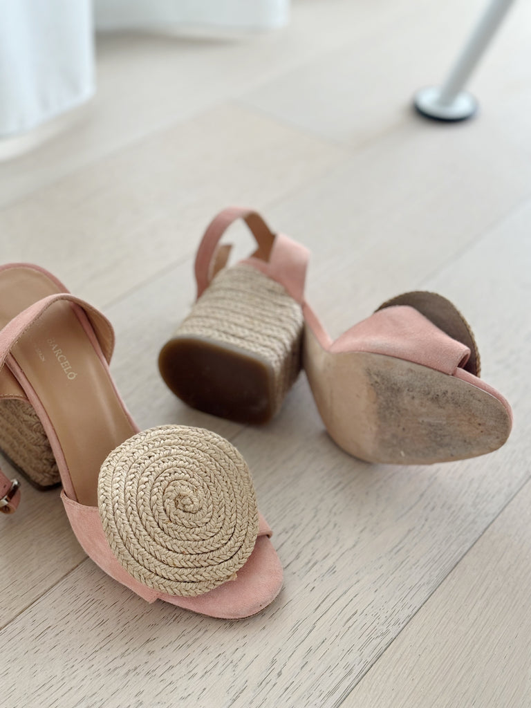 Suede and Straw Sandals