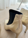 Metallic Leather Pointed Booties