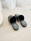 Chain-Detail Quilted Leather Mules