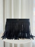 Leather Fringe Clutch Bag